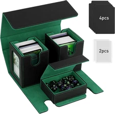 MTG Deck Box, Commander Deck Case Fits 200+ Double-Sleeved Cards, Magnetic Leath
