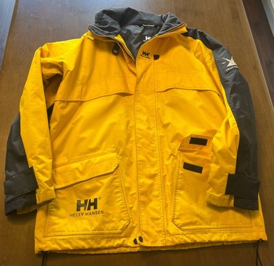 Helly Hansen Men s Waterproof Sailing Jacket Yellow Fleece Collar Size M