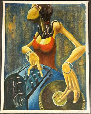 #ad Hand Painted Oil Painting on Canvas Paper 35x27. quot;Electric Flowquot; $49.88