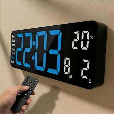 Opis Technology Clock 1 XL - Digitale Wanduhr - Retro LED Wand Uhr mit