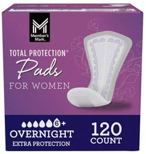 Member's Mark Total Protection Overnight Pad for Women 120 ct. FREE shipping