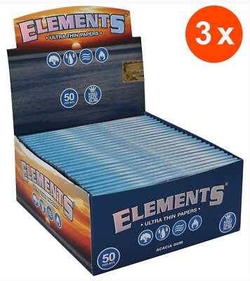 ELEMENTS 150 x 32 King Size Slim Blättchen | 3 Kartons Ultra Thin Rolling Papers