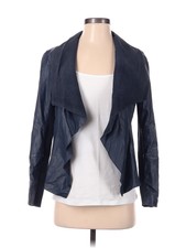 Slate & Willow Women Blue Leather Jacket Xs