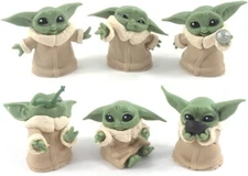 6pc Yoda Star Wars Baby Yoda Mandalorian Playset 6 Figure Cake Topper Toy Set