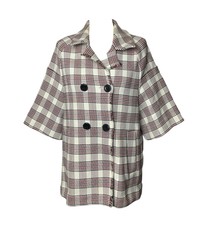 Dorothee Schumacher Tartan Cream Cotton Blend Preppy Peacoat - Size 10