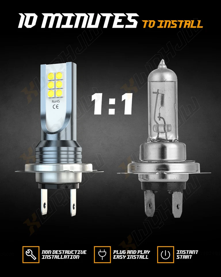 For Ducati Monster 696 750 796 797 1100 1200 LED Motorcycle Headlight White Bulb - Image 2 of 4