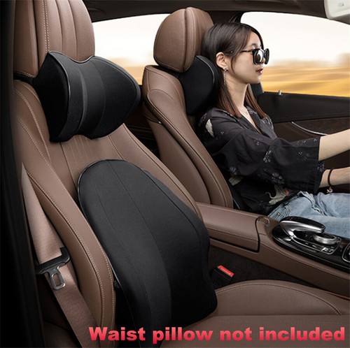PU Leather Car Seat Headrest Neck Pillow Memory Foam Head Support Travel Cushion - Picture 5 of 17