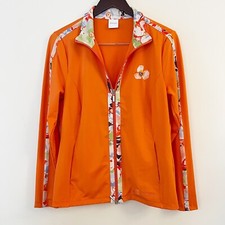 Madeleine Floral Track Jacket Multi Color Two Way Zip Up Size 10 Orange Athletic