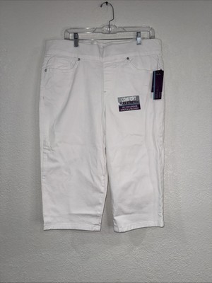 Gloria Vanderbilt All Around Slimming Avery Capri Jeans Women's 14 WHITE EUC