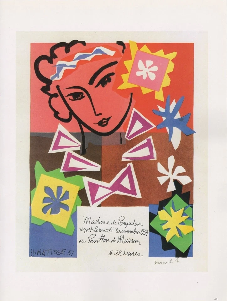 1989 Vintage Matisse BAL Arts DECORATIFS MOURLOT Color Offset Lithograph￼