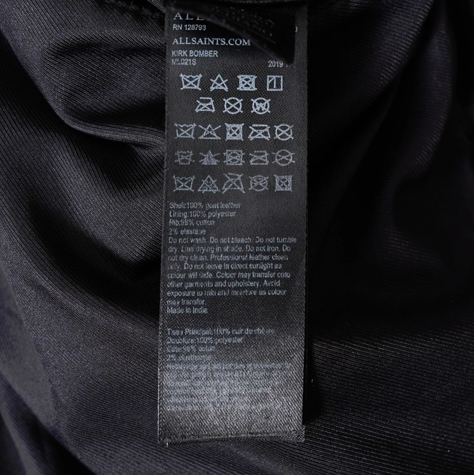 ALL SAINTS Suede Leather Jacket MEDIUM Mens Black Bomber M Camouflage Camo KIRK - Image 4 of 4