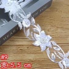 2 Meters Lace Sequin Beaded Edging Embroidered Trimming Ribbon Tape Floral Shiny