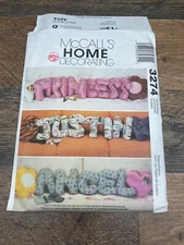 McCall's Star, Heart, Flower, Alphabet Letter Novelty Pillows Pattern #3274 UC