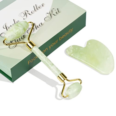 100% Natural Jade Facial Massage Roller & Gua Sha Set Gift Box Beauty Tools