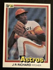 1981 Donruss J.R. Richard Baseball Card #140 Astros Pitcher EX O/C