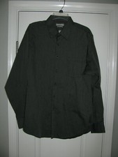 Van Heusen Fitted Long Sleeve Black Pin Striped Shirt Size 16.5 34/35