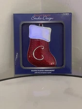 Regent Square Initial Letter "C" Monogram Christmas Stocking Ornament