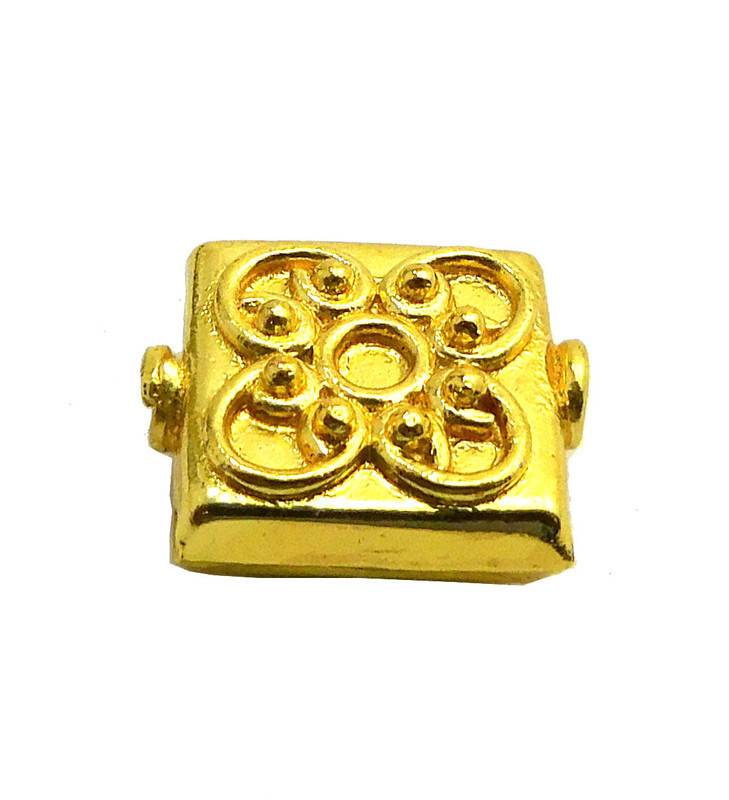 Pcs 17X15X8mm Bali Square Bead 18k Gold Plated Jewelry Making az