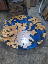 Blue Epoxy Resin Coffee Table Top, Wooden Sofa Epoxy Table Top Patio Home Decor
