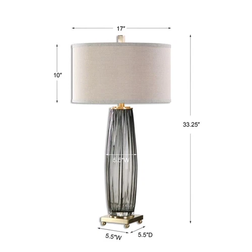 Uttermost Vilminore Metal and Glass Table Lamp in Gray/Brass/Beige - Picture 7 of 7