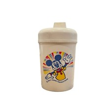 Mickey Mouse Sippy Cup White Danara Walt Disney Productions READ 80s Vintage