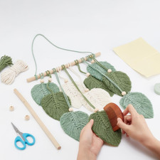 DIY Macrame Leaf Wall Hanging Kit for Beginners, Feather Tapestry, Adult Gift