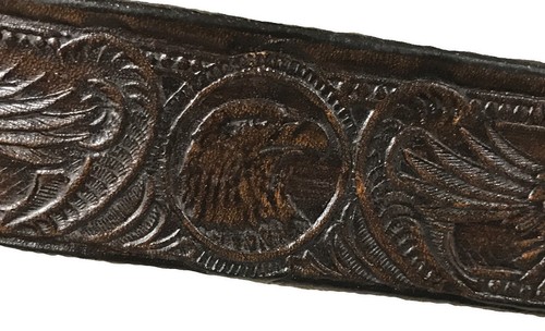 American Eagle Design Handmade Mens Leather Belt Beautiful Flying Eagle Buckle - Picture 6 of 10