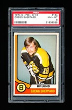 1974 OPC HOCKEY 184 GREGG SHEPPARD PSA 8 NM-MINT BRUINS
