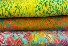 ROBERT KAUFMAN BATIKS- SUMMER ZEST- 3 PRINTS TO CHOOSE FROM- BY THE YARD