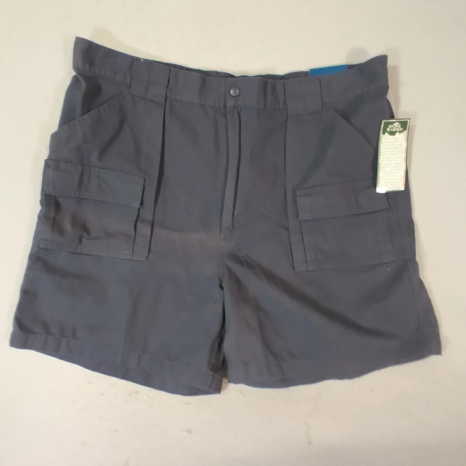Reel Legends cargo shorts mens 44x6 Blue comfort-waist cotton hiking fishing NEW