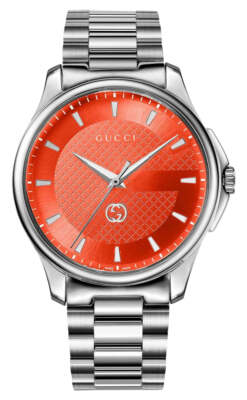 Gucci G-Timeless Stainless Steel Orange Dial Quartz Mens Watch