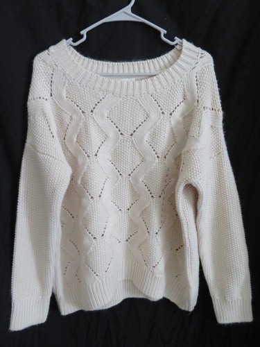 Nuovo da Donna H\u0026M Crema Grosso Cavo Maglia Mulinello Maglione Pullover L  Carino | eBay