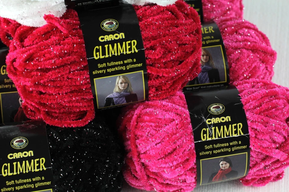 Hilo Caron Glimmer negro rojo clavel blanco -- Lote mixto de 9 madejas Foto 3 de 4