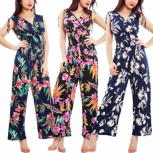 Overall donna tuta intera floreale scollata pantaloni elegante TOOCOOL  AL-8742 | eBay