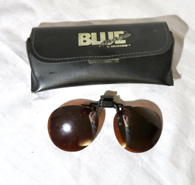 Original Blue Max by Ambervision Clip-On Sunglasses - with original case