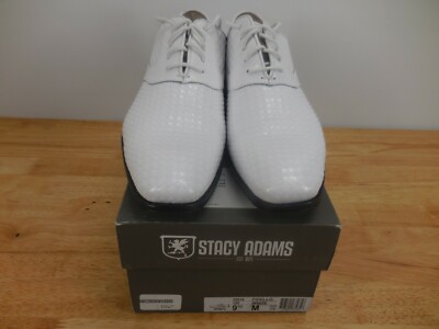 Stacy Adams White Leather Cap-Toe Lace-Up Oxfords Size 11EE Stacy Adams Mens Madison Leather Lace Up Cap Toe Oxfords  main image 3