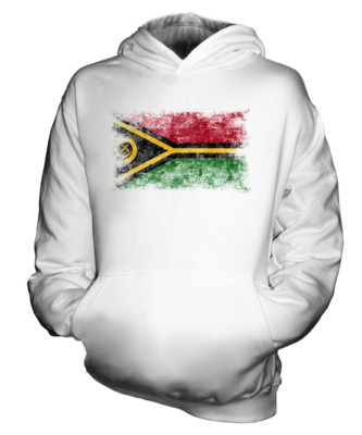 VANUATU DISTRESSED FLAGGE KINDER HOODIE OBERTEIL NI-VANUATU VANUATUAN GESCHENK SHIRT