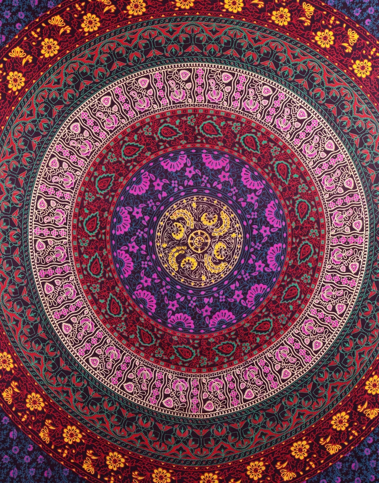 Tapiz decorativo indio multicolor para el hogar tamaño queen tapiz colgante de pared Foto 2 de 3