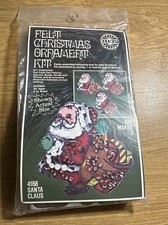 Vintage Holiday Felt Christmas Ornament Kit 4168 Santa Claus Makes 3 New NIP