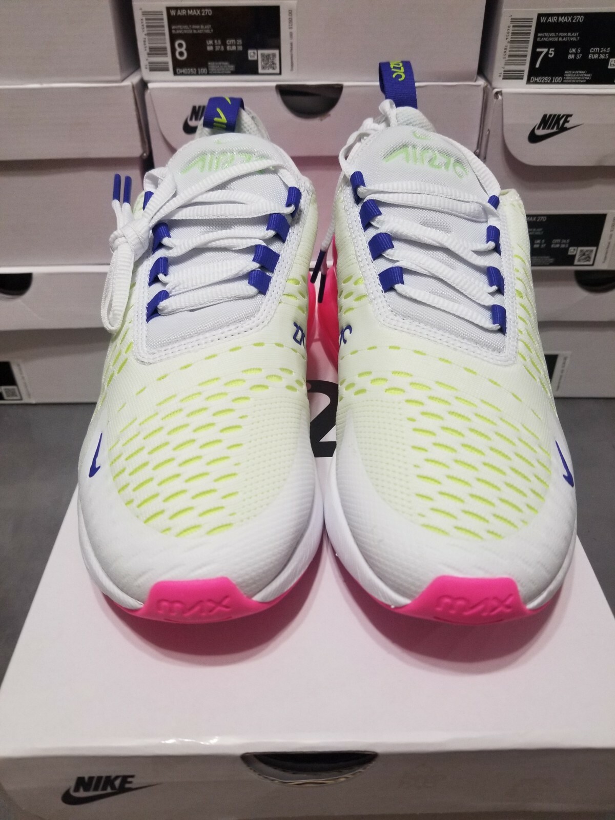 Size 8 Nike Air Max 270 White Pink Blast Volt 21 For Sale Online Ebay