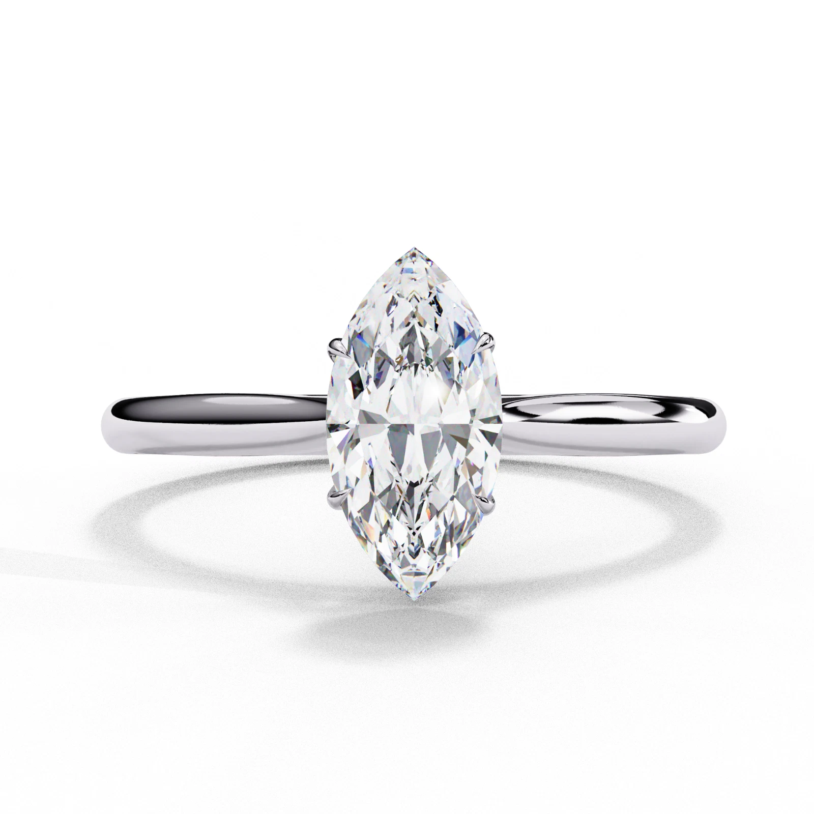0.82 Ct F VS1 Marquise Lab Grown Diamond Ring IGI Certified 14k White Gold image-1
