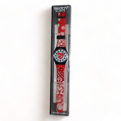 1994 Vintage Red Bandana Trash Swatch w/Leather Band, NIB, Never
