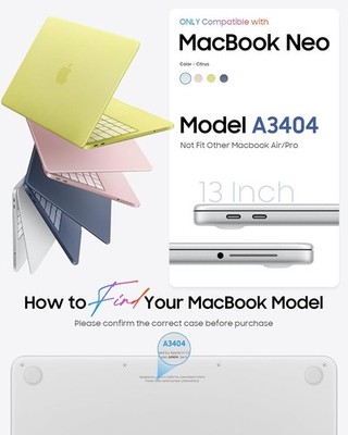 Case for MacBook Neo 13 Inch A3404 (2026 Release) Ultra-Thin Hard