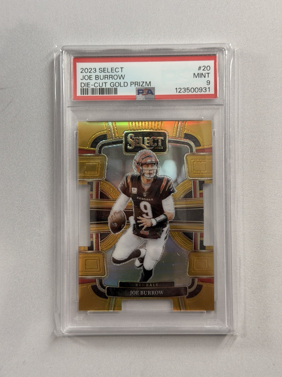 2023 PANINI SELECT DIE-CUT GOLD PRIZM #165 JOE BURROW 1/10 PSA 10
