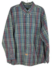 Jos A Bank Travelers Collection Mens XL Blue Plaid Button Down Dress Shirt