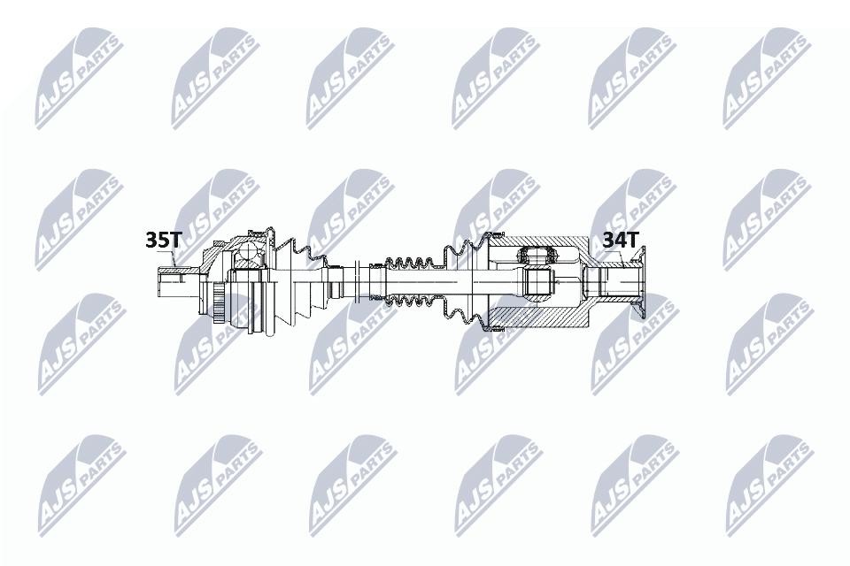 NTY Drive Shaft NPW-ME-022 For Mercedes-Benz Front Axle Left