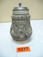 8277. Old ceramic beer mug tin lid decorative jug 0.5 L