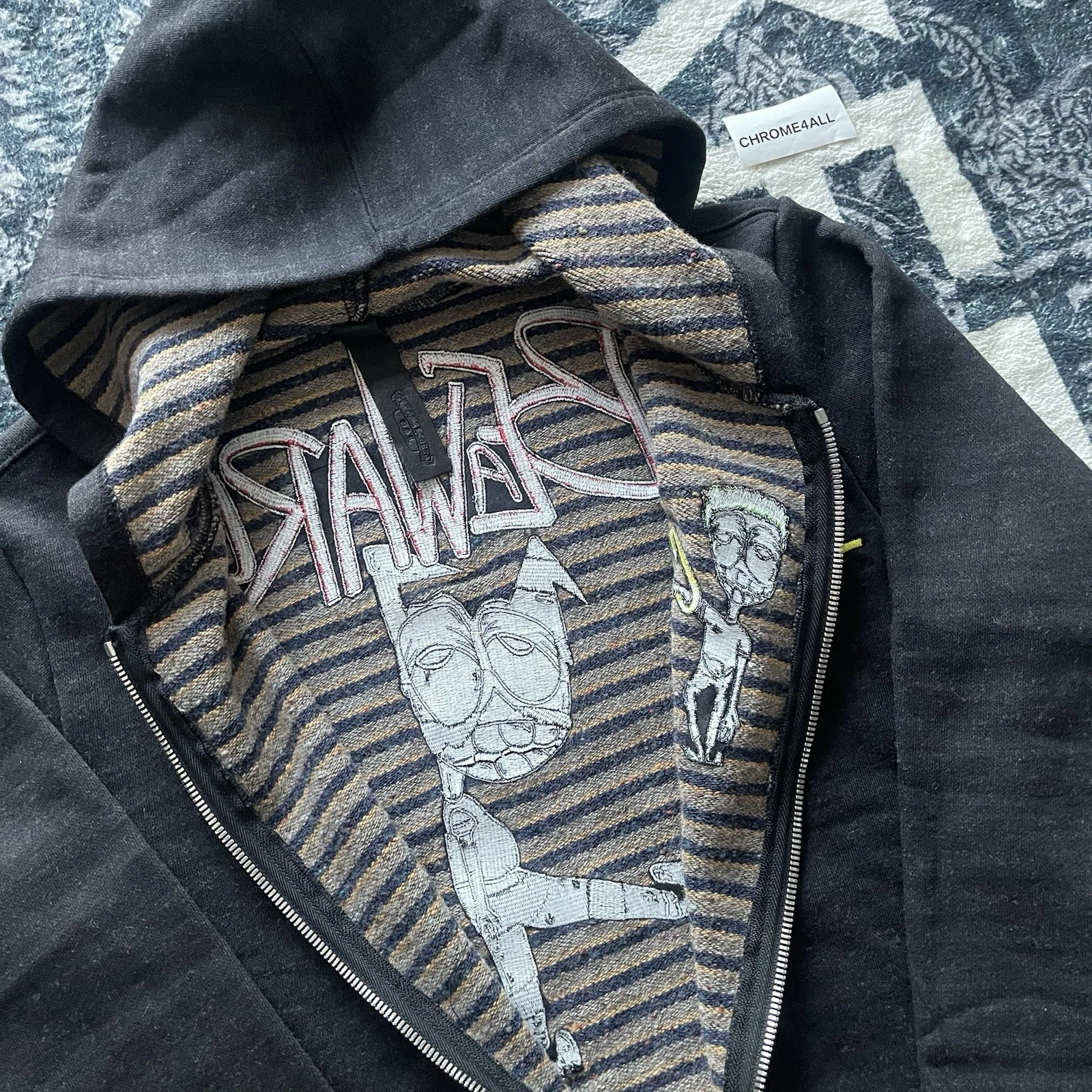 Felpa con cappuccio e zip ricamata Chrome Hearts Matty Boy Beware