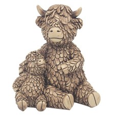 Lesser & Pavey Hughie Highland Cow With Baby Decor Figurine