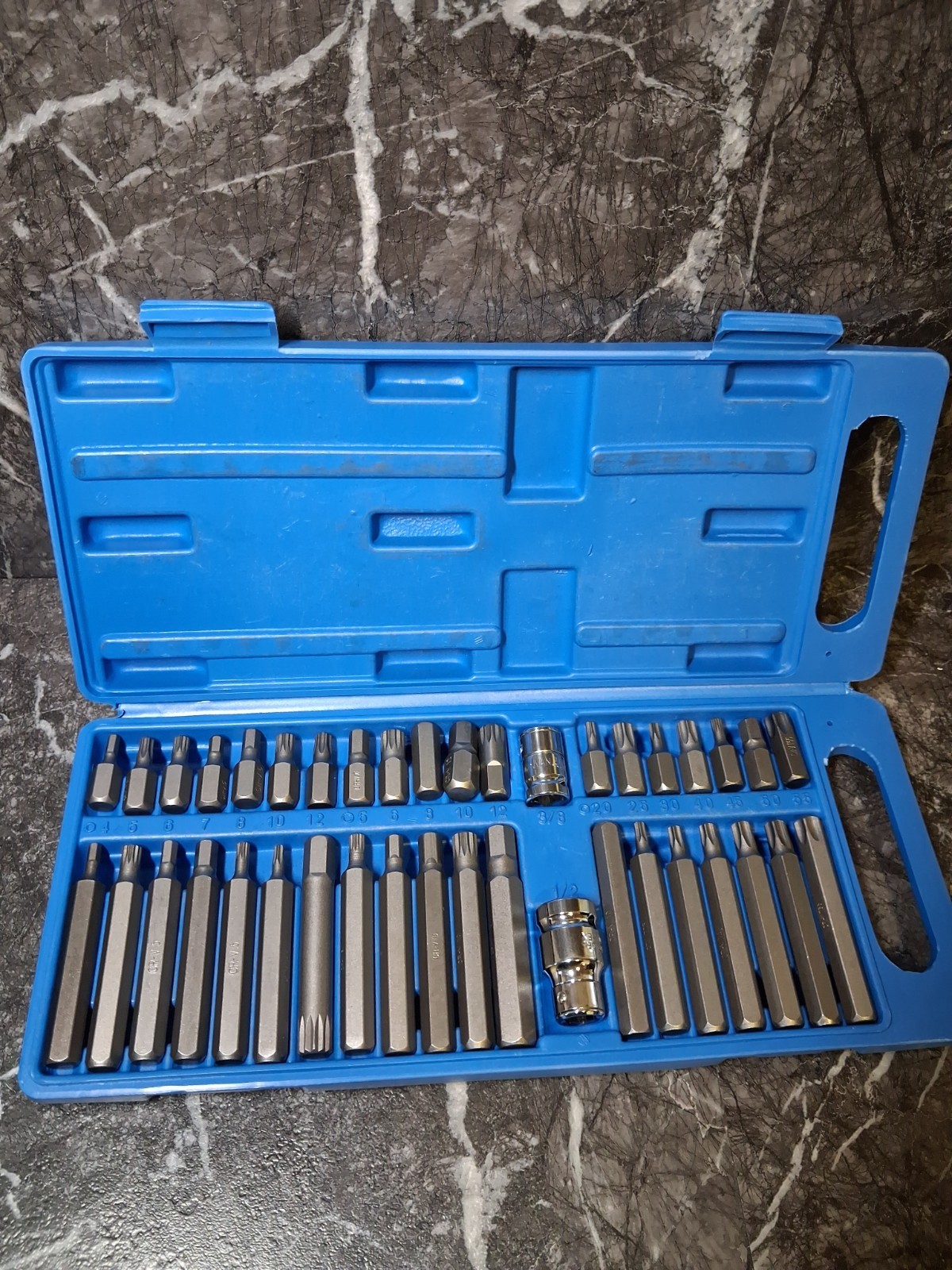 US PRO Tools 40pc Torx / Spline & Hex Bit Set 3/8"" & 1/2"" Drive Bit Holder 2200
